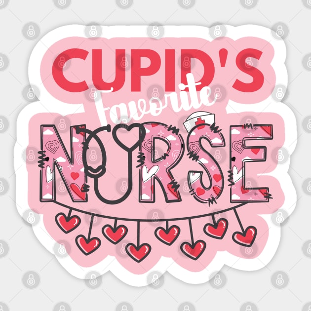 Nurse Valentine's "Cupid's Favorite Nurse" Pink Heart Letters Sticker by jackofdreams22